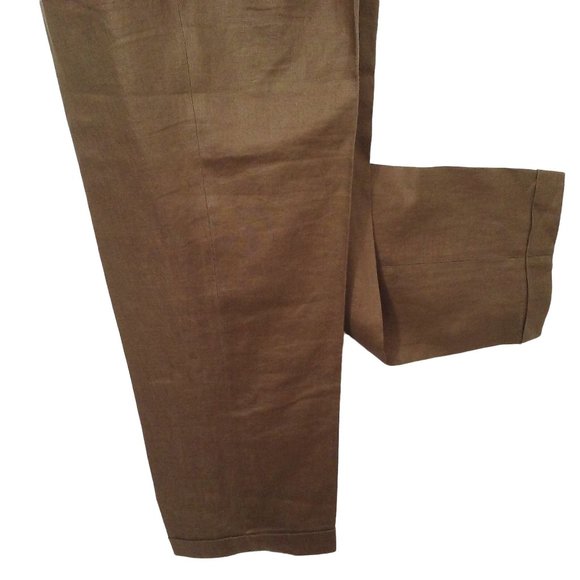 Y2K Classiques Linen Pant Trouser Petite-14 Pockets Pleated High Rise Taper Cuff - Picture 2 of 11